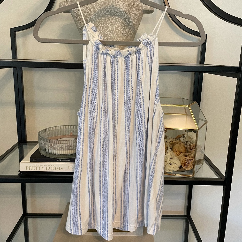 Soft Blue and White Striped Tank Top